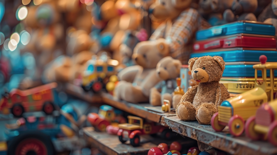 vintage-toys-teddy-bears-wooden-vehicles